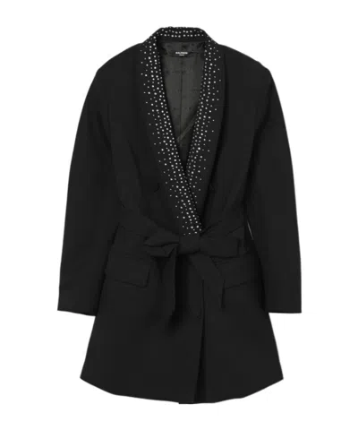 Balmain Long Sleeve Dress In Black