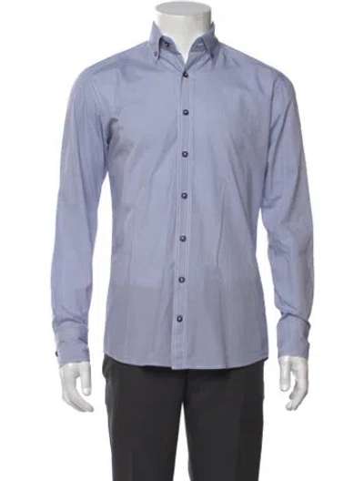 Pre-owned Balmain Long Sleeve Dress Shirt In Blue