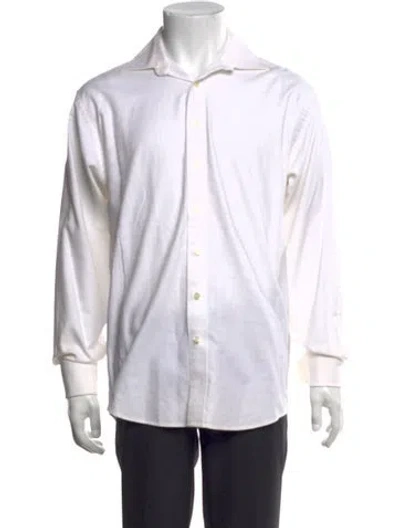 Pre-owned Balmain Long Sleeve Dress Shirt In White