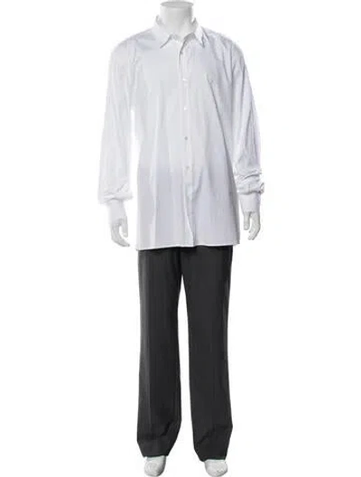 Pre-owned Balmain Long Sleeve Dress Shirt In White