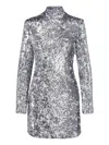 Balmain Sequin-embellished Structured-shoulder Mini Dress In Silver