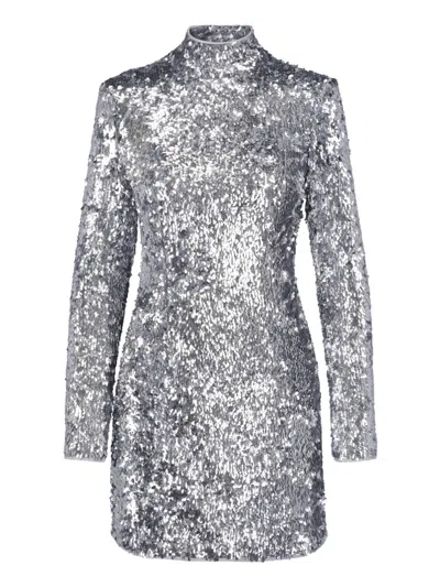 BALMAIN BALMAIN LONG SLEEVE HIGH NECK SEQUIN MINI DRESS