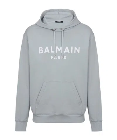 Balmain Men's Hoodie Logo In Grey