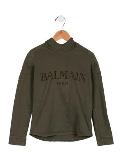 Pre-owned Balmain Kids' Long Sleeve Hoodie In Green