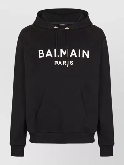 Balmain Long Sleeve Hoodie With Drawstring And Pocket In Black