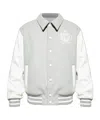 Balmain Gray Bicolor Wool Varsity Bomber Jacket In Gray