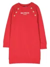 Balmain Long-sleeve Knitted Dress In Red