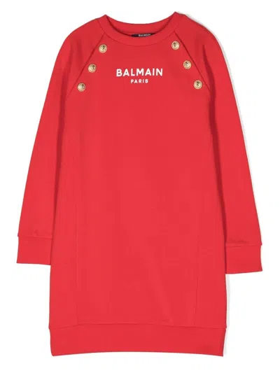 BALMAIN LONG-SLEEVE KNITTED DRESS