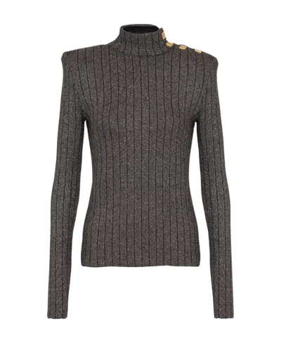 Balmain Long-sleeve Knitted Jumper In Black