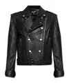 Balmain Double-breasted Leather Biker Jacket In Black