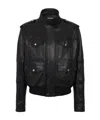 Balmain Lambskin Leather Jacket With 4 Pockets In Black