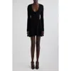 Balmain Long Sleeve Rib Sweater Dress In 0pa Black