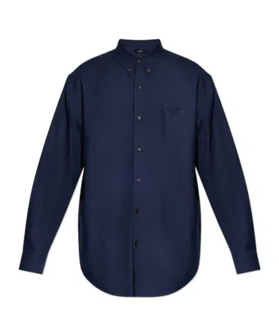 Balmain Long Sleeve Shirt In Blue