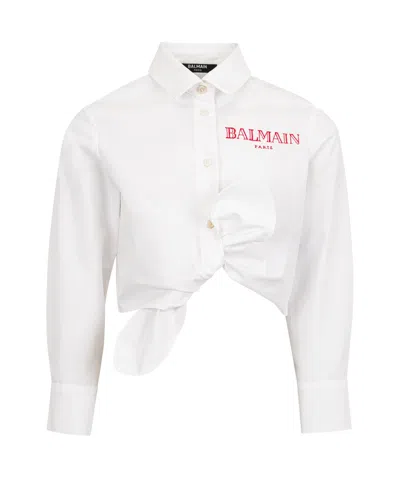 Balmain Long Sleeve Shirt In White