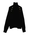 Balmain Wool Blend Knit Turtleneck Sweater In Black