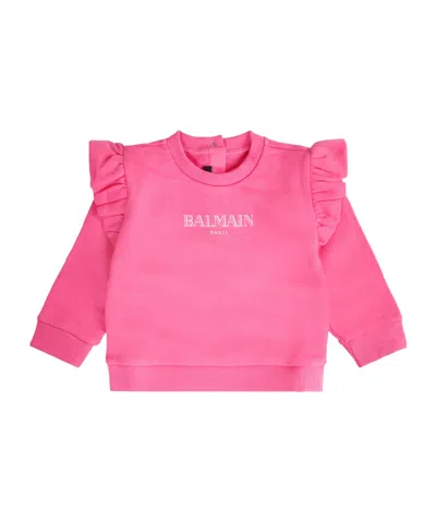Balmain Babies' Long Sleeve Sweatshirt In Pink