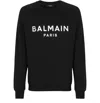 Balmain Logo Printed Cotton Sweatshirt In Black