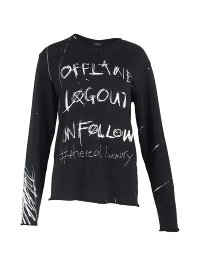 Pre-owned Balmain Long-sleeve T-shirt In Black