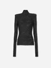 Balmain Buttoned Shoulder Sleeve Top In Black