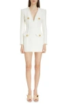 Balmain Button-embellished Tweed Minidress In 0fa White