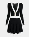 Balmain Long-sleeve V-neck Flared Knit Dress