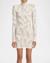 Balmain Redcurrant Jacquard Knit Short Dress In Cream Multi