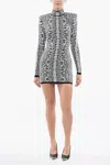 Balmain Long Sleeved Bodycon Dress With Jacquard Animalier Motif In Multi