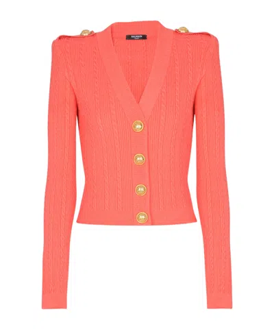 Balmain Long-sleeved Cable-knit Cardigan