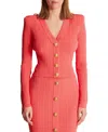 Balmain V Neck Buttoned Cardigan In Pink