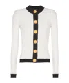 Balmain Women Ls Buttoned Torsade Knit Cardigan In White