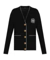 Balmain Emblem Embroidered Knit Cardigan In Black