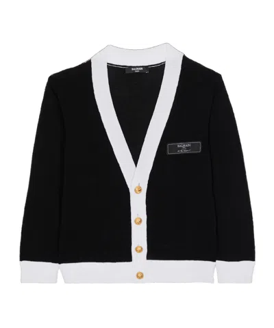 Balmain Kids' Long-sleeved Cardigan In Black