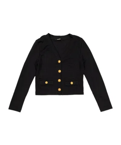Balmain Long-sleeved Cardigan In Black