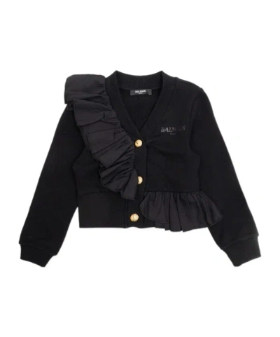 Balmain Long-sleeved Cardigan In Black