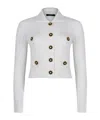 Balmain Perforated Knit Cardigan With Embossed Logo Buttons In White