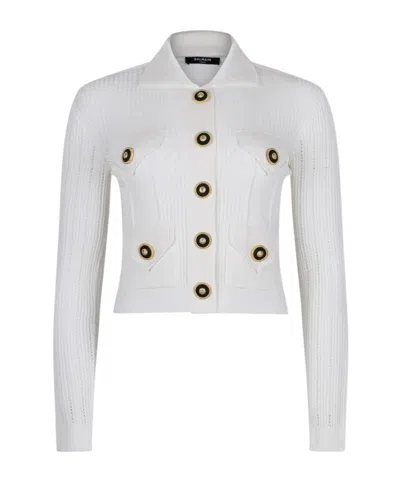 Balmain Long-sleeved Cardigan In White