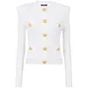 Balmain Women Buttoned Tweed Short Jacket In White