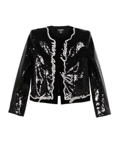 Balmain Long-sleeved Casual Jacket In Black