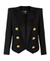 Balmain Cropped Grain De Poudre Edge-to-edge Jacket With 6 Buttons In Black