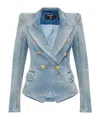 Balmain Denim Jacket With Embossed Buttons In Blue