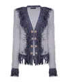 Balmain Tweed Jacket With Fringed Metallic Accents In Gray