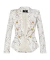BALMAIN 6-BUTTON SATIN JACKET WITH REDCURRANT PRINT
