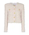 Balmain White Crewneck Cardigan With Jewel Buttons In White