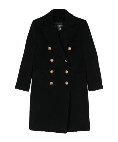 Balmain Long-sleeved Coat In Black