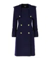 Balmain Long Coat Double-breasted Gold Buttons In Black