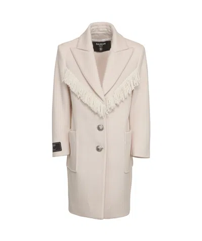 Balmain Long-sleeved Coat In Nude