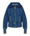 Balmain Long-sleeved Denim Jacket In Blue