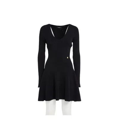 Balmain Long-sleeved Dress In Black