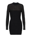 Balmain Monogram Lurex Sheath Dress With Back Zip In Black