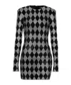 Balmain Embellished Diamond Mini Dress In Black